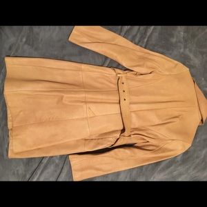 Mid length leather coat